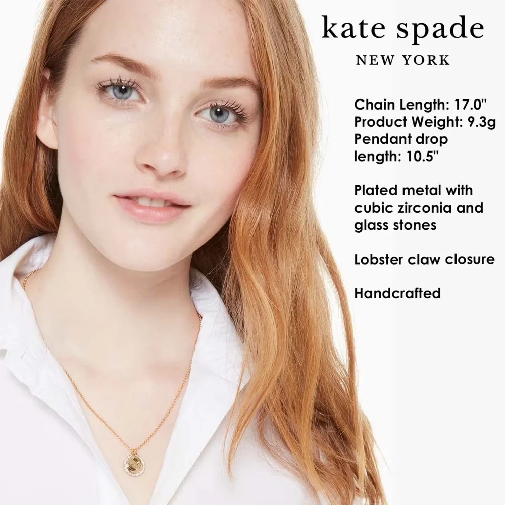 Kate Spade Spot The Spade Pave Charm Gold Pendant Necklace